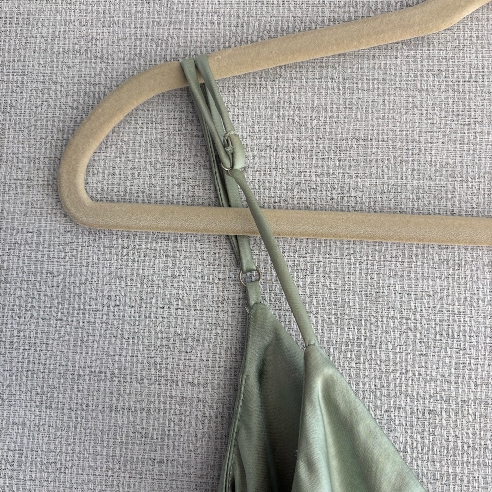 Sage Green Midi Slip Dress with Spaghetti Straps - Picture 4 of 6